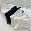 Fashion Harajuku Middle Tube Frilly Socks Women Girls School Student Cute Pearls Bowknot Ruffke Trim Cotton Ankle Socks
