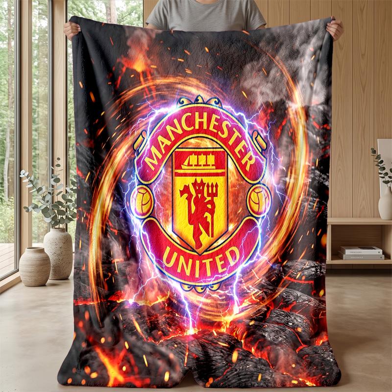Manchester United Theme Blanket Soft Flannel Blanket Plush Throw Blanket Cozy Sofa Bed Blanket for Home Decor