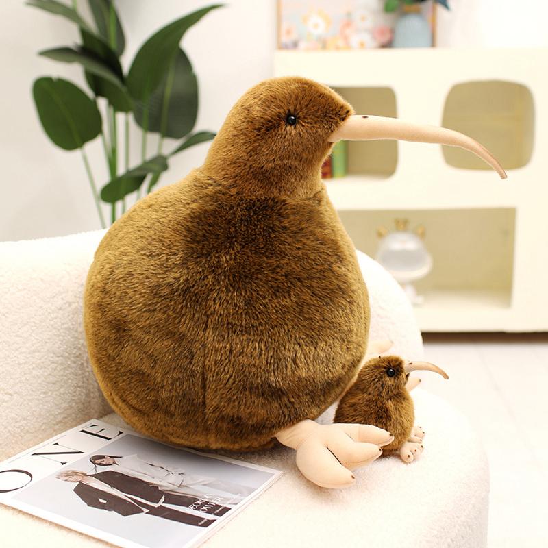 Simulation Brown Kiwi Bird Plush Pendant Stuffed Fluffy Animal Small Plushie With Lobster Clip Decor For Bag Gift