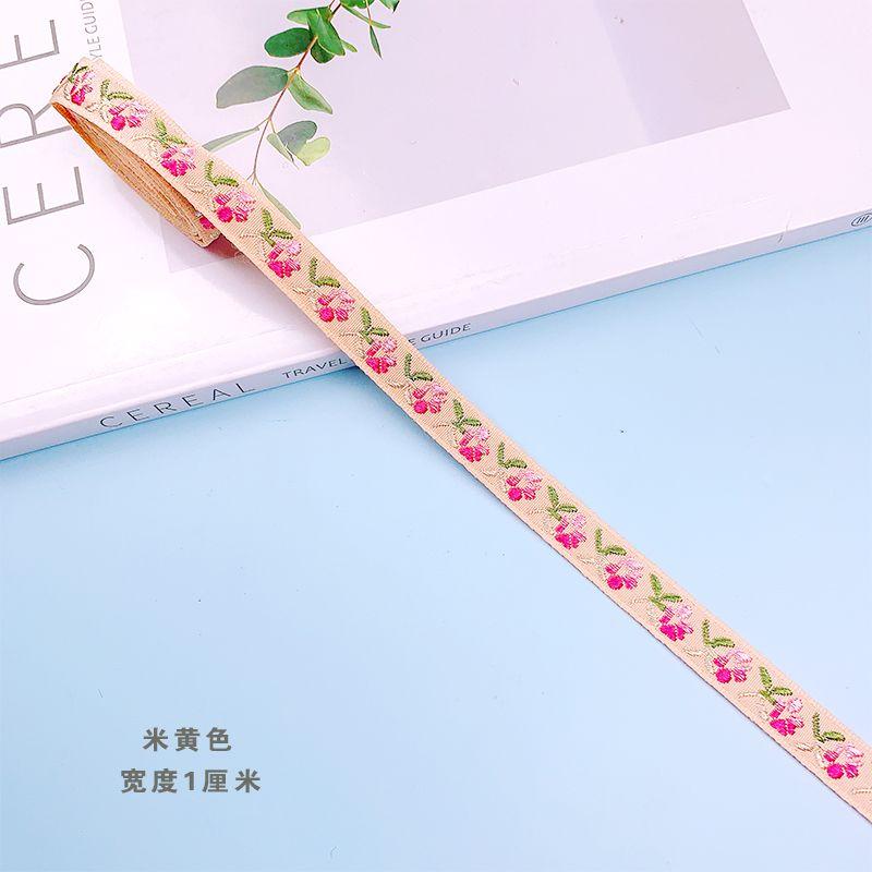 1cm Babykleidung Jacquard-Gurtband Spitze, Fächer-Saumstreifen Stoff Acht Schätze Gürtel Ethnische Accessoires Hut Dekorativer Gürtel