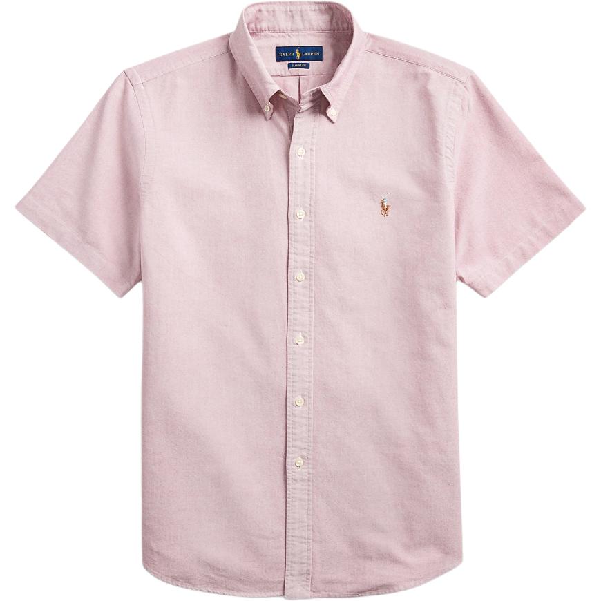 

Polo Ralph Lauren Ss24 Рубашка Оксфорд с вышивкой логотипа Pony с коротким рукавом Мужские рубашки Розовый 710796357-002 XL