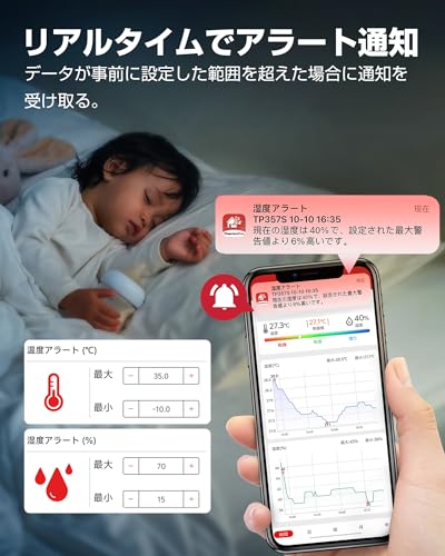 ThermoPro Bluetooth Thermometer/Hygrometer, Digitales Thermometer, Kabellos, Hohe Genauigkeit, Groß, Leicht Lesbare Zeichen, Smartphone Temperatur und H