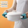 2Pcs/Set Butterfly Gloves Fingertip Wearing Stripes Heat Insulation Pot Clip Silica Gel Kitchen Insulated Soup Pot Glove for Home