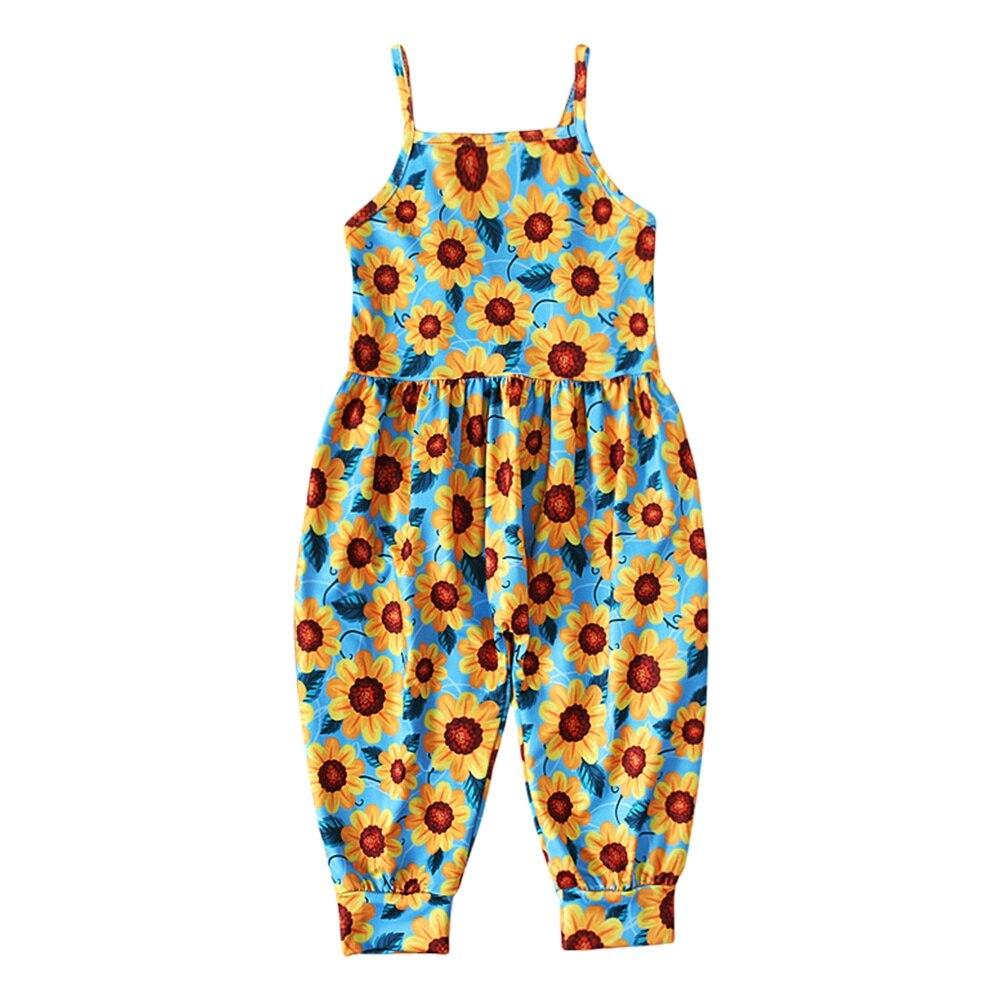 Toddler Jumpsuit Sleeveless Open Back Girls One Piece Strap Romper with Pockets