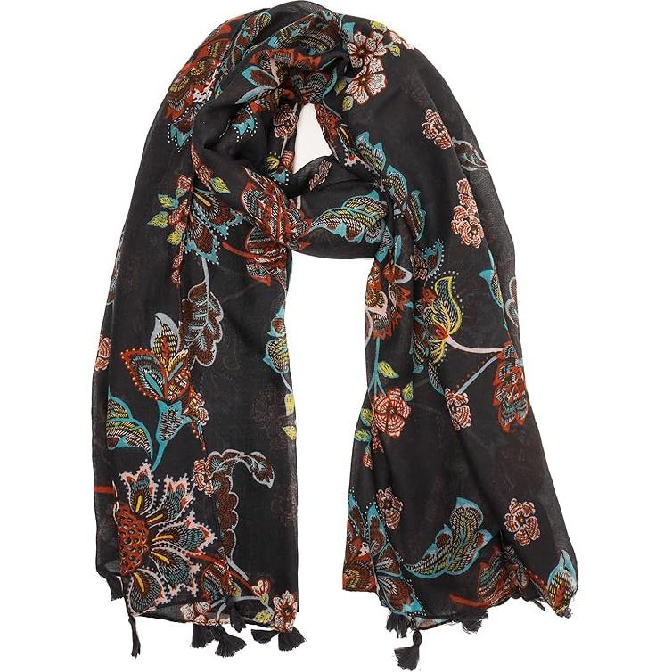 Stort Boho skjerf for kvinner Lett blomstertrykkskjerf Høst Vinter Mote Frynsede sjalomslag, 60 farger