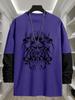 Men's Illusion Spliced Long Sleeve Tee, Quick Dry Breathable Tops, Regular Fit for Daily Walk Outdoor Errands Commute Weekend Leisure Wear