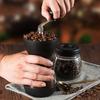 Manual Coffee Bean Mill with Tapered Ceramic Mill Plate, Compact, Lightweight, Portable, Easy To Clean, Adjustable Grinding (Includes 2 Glass Jar, Bru