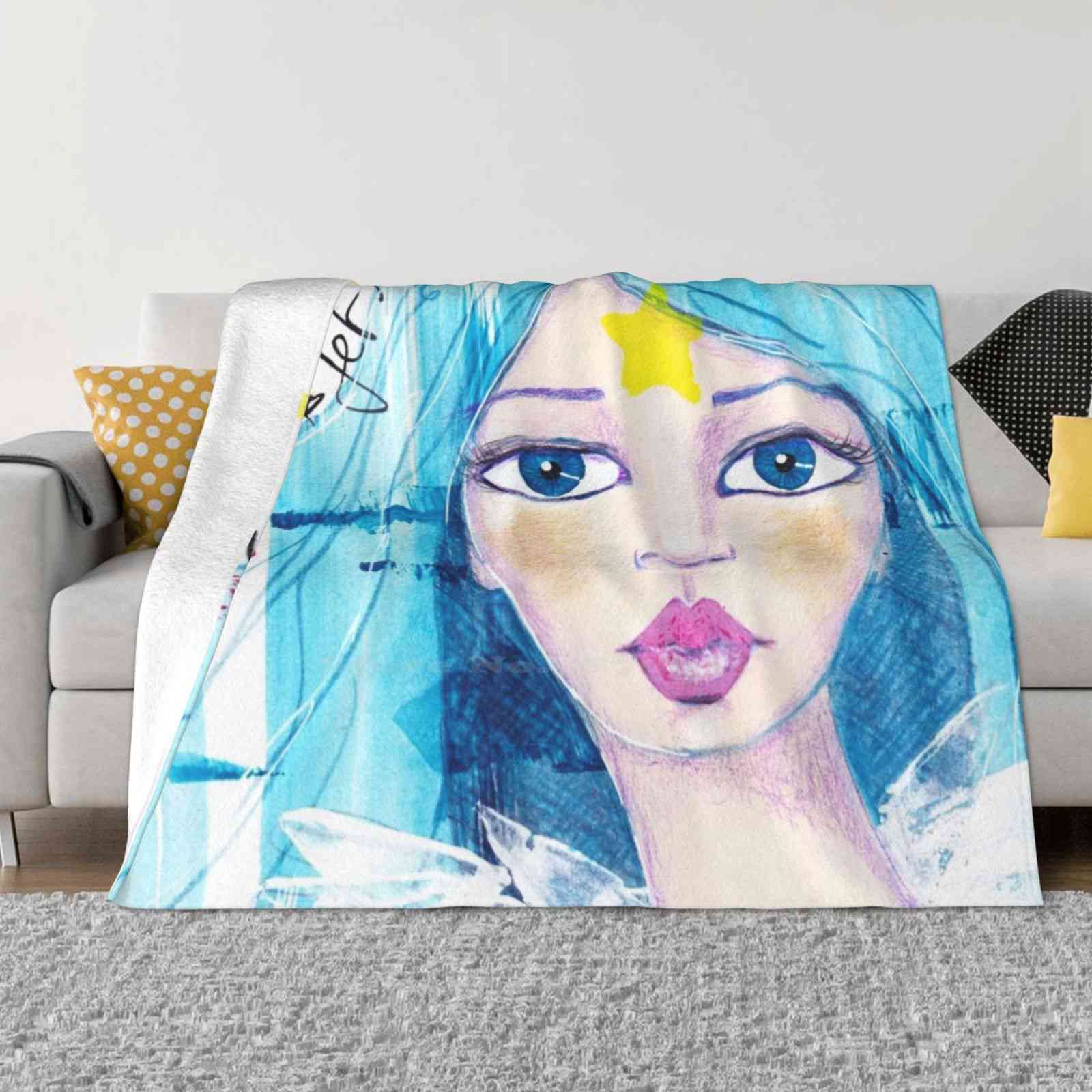 I Am Loved & Surrounded By Angels Fashion Soft Warm Flannel Blanket Mermaid Meerjungfrau Woman Faces Women Flowers Ocean Sea 30x40in