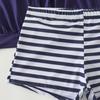 2 Pcs/Set Women Swimsuit Striped Vest with Chest Pads Elastic Waist Shorts Set Hot Spring Bathing Suit Quick-Drying Summer Beachwear