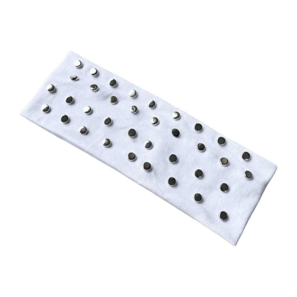 

Wide Rivet Headbands Solid Color Elastic Hair Band Breathable Punk Headwrap Girls белый