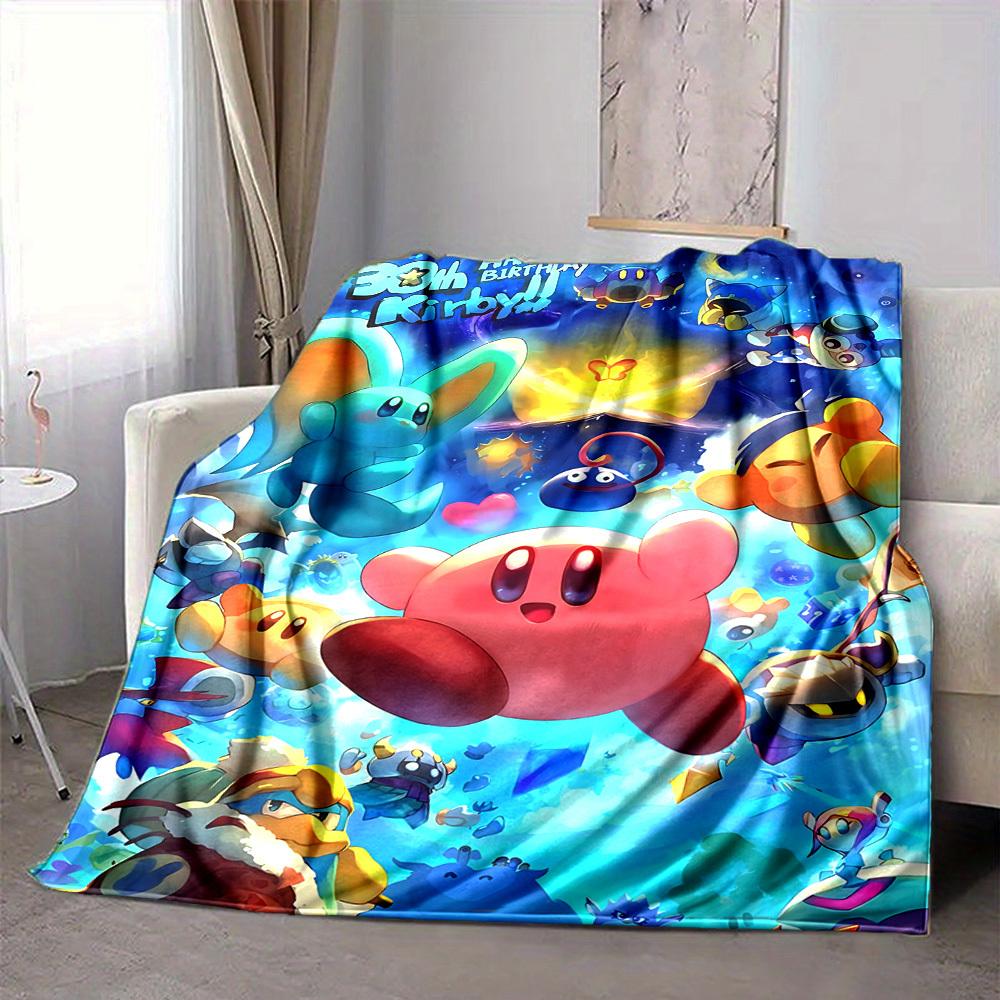 1pc Kirby Characters Soft Skin-Friendly Flannel Blanket with Digital Printing, Various Sizes Available for Family, Friends, Birthday
