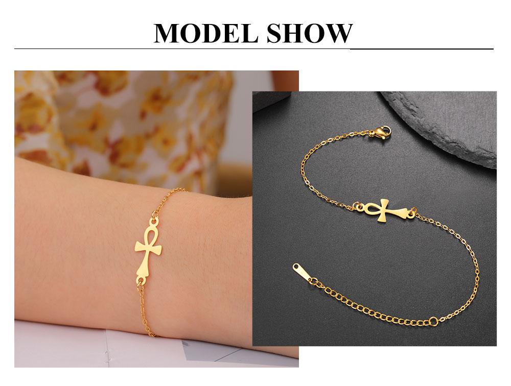 Cazador Amulet Egypt Ankh Cross Charm Bracelets for Women Stainless Steel Egyptian Cross Hand Bracelet Vintage Jewelry Gift 2026