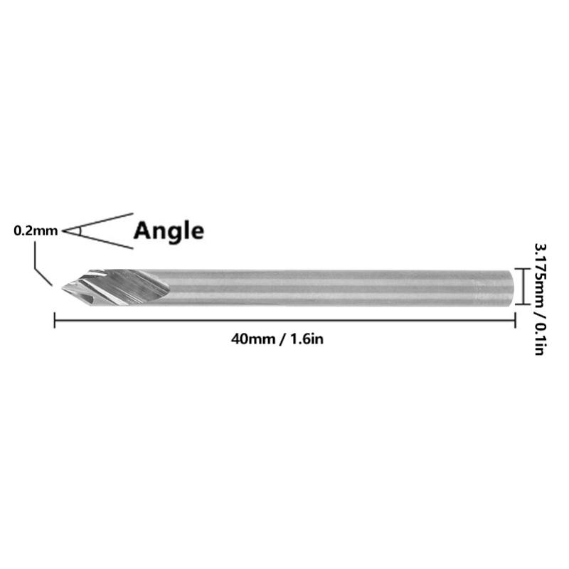 Drill Point Cutter 3.175mm Engraving Milling Cutter Woodworking Tool Hardware 3.175x60°X0.2x40L