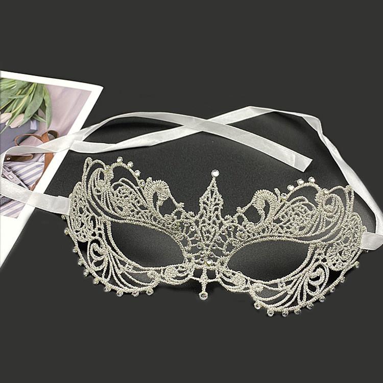 Party Hollow Costume Lace Mask With Water Diamond Decoration For Halloween