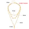 Alloy Disc Cactus Pendant Necklace, Simple Round Bead Chain Multi-layer Item Decoration