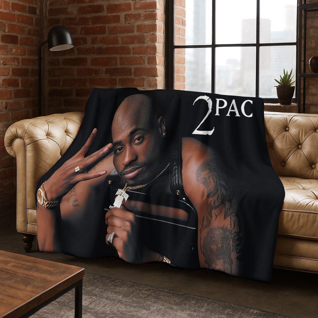 Tupac 2pac Rapper Eminem Hip Hop Rap God Art Flannel Blanket,Cozy Soft Throw Blanket for Home Bedroom Bed Sofa Cover Kids Gift