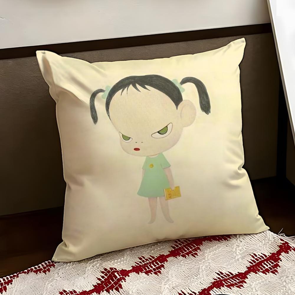 YYoshitomo Nara Art Cushion Cover Reversible Soft Durable Pillow Cover Home  Car MultiScene Use for Daily Comfort