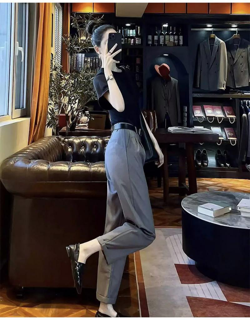 Women's High Waist Slimming Cigarette Pants – Spring/Autumn 2026 Straight Leg Harem Style