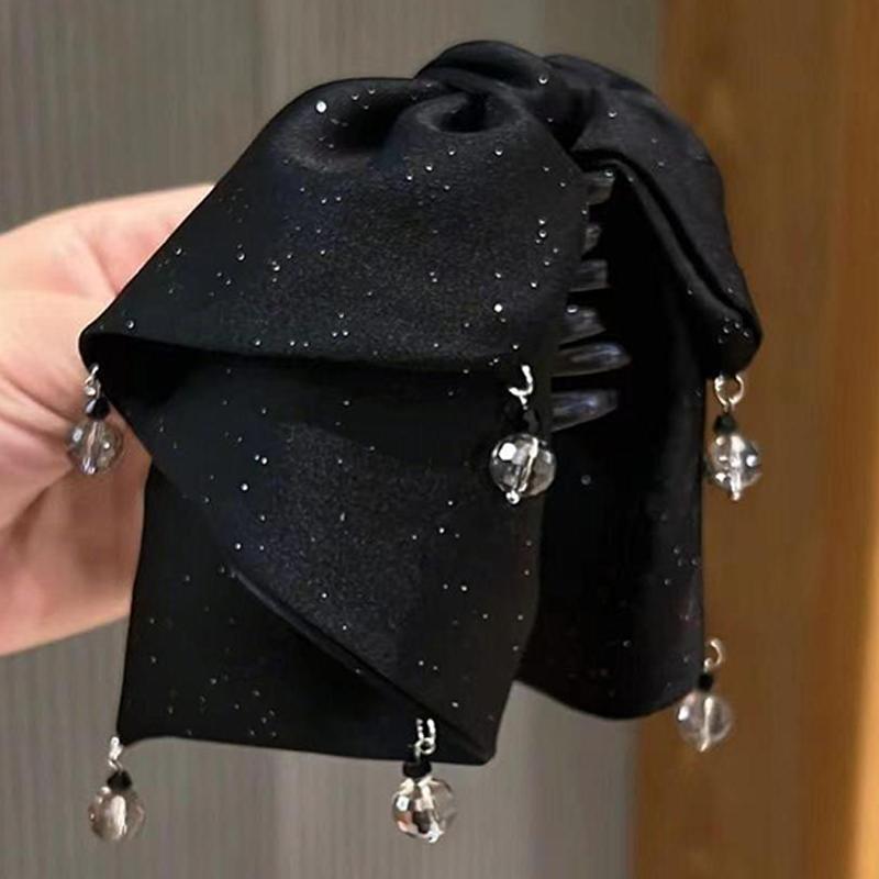 Multi-Layer Bow Bead Ponytail Clip Women French Elegant Hair Clips Hair Accessories