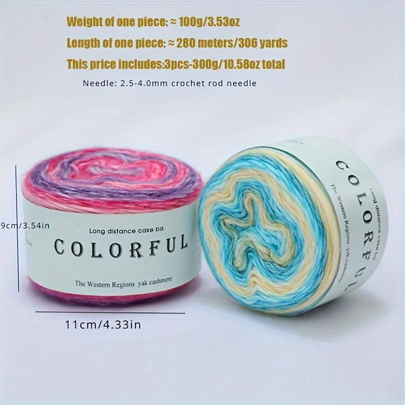 3pcs Ombre Yarn Bundle Chunky Cotton for Knitting & Crochet Thick Gradient Blanket Yarn Kit Total 300g DIY Assortment