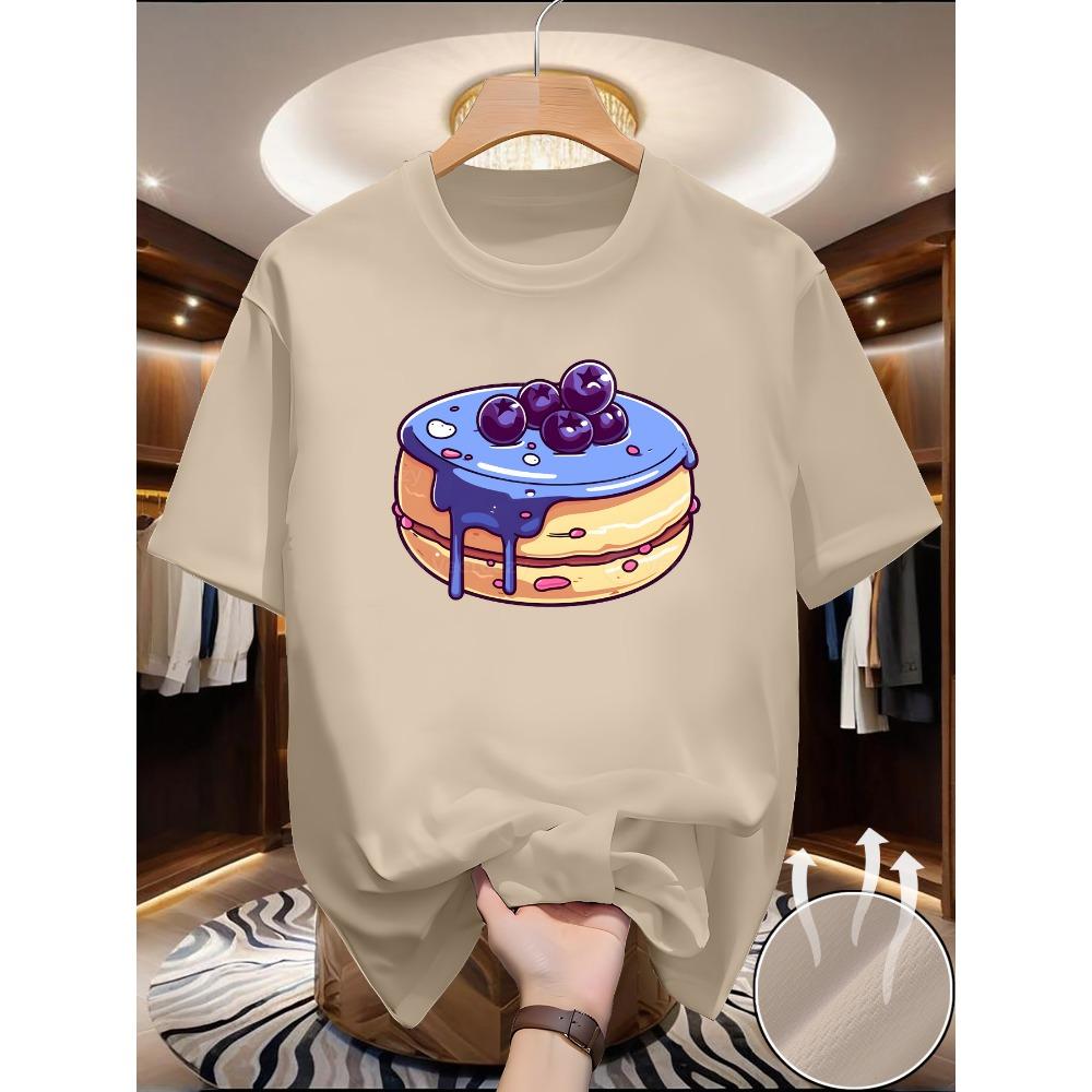 Sweet and Trendy Minimalist Commuting Cake Design with Printed Short Sleeves, Summer Youth Fashion Versatile T-shirt