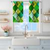 2-Panels Green Diamond Shaped Glass Window Curtains   Distinctive Printed Curtains   Suitable for Gifting To Family and Friends