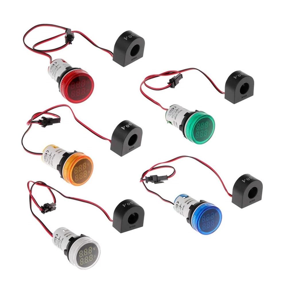 22mm AC50-500V 110V 220V Ammeter Voltmeter HZ Hertz Frequency Meter Digital Current Voltage Amp Signal Light LED Lamp Indicator
