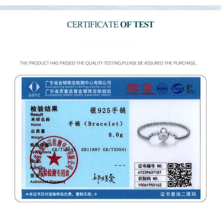 Stylish Versatile Heart Lock Basic Bracelet, Simple Heart-Shaped S925 Silver Diy Bracelet