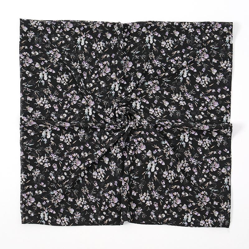 115Cm Square Scarf Chiffon Hijab Floral Printing Sun Protection Shawl Print Muslim Fashion Muslim Woman Turban Hijabs Bandana