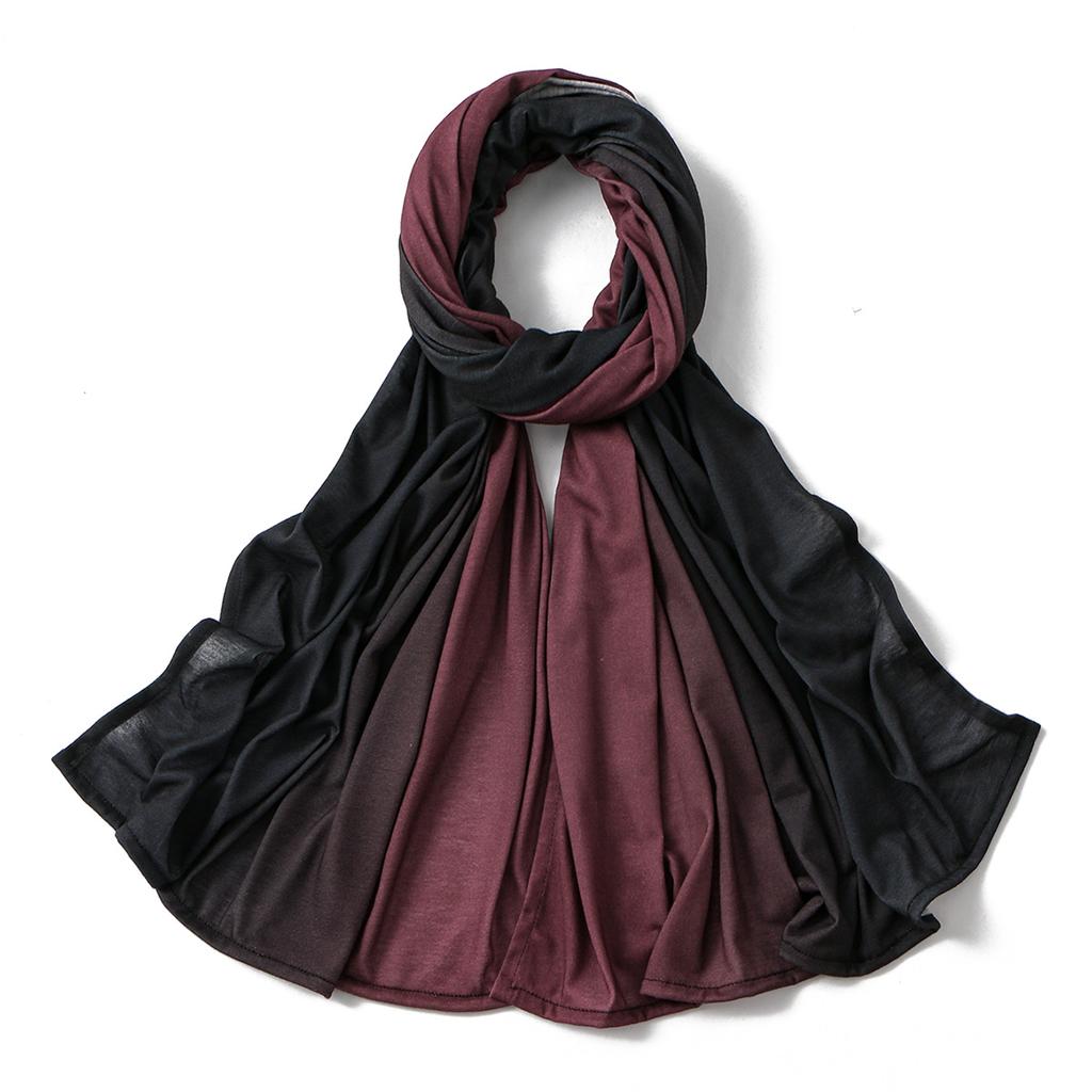 Women Gradient Cotton Jersey Hijab Scarf Lady High Quality Head Wraps Shawl Muslim Headscarf Islamic Turban Bandana Eid180*70Cm