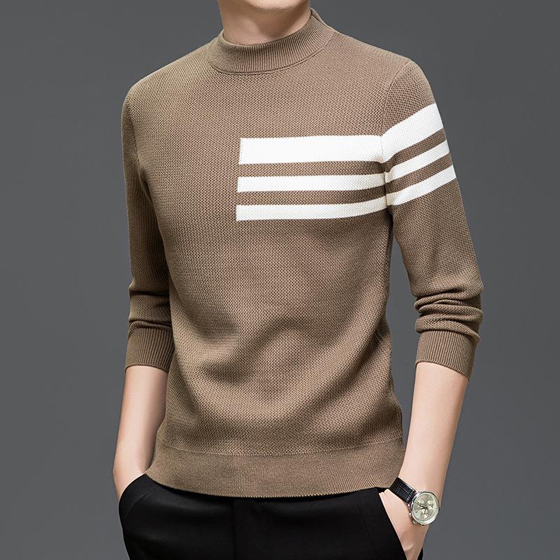 Men's High-End Knitwear Sweater - Autumn/Winter New Style, Round Neck, Long Sleeve, Fashionable Casual Base Layer for Middle-Aged and Young