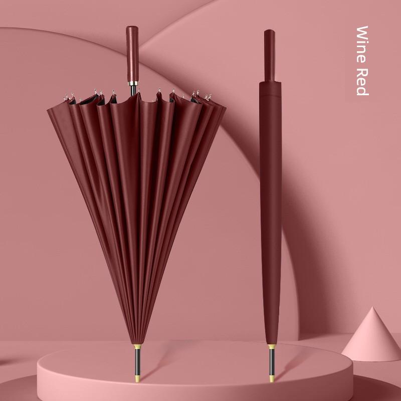 24-Rib Automatic Umbrella, Large Size, Extra-Large, Factory Bulk Straight Handle Long Handle Umbrella, Dual-Use for Sun and Rain, with Logo Printing