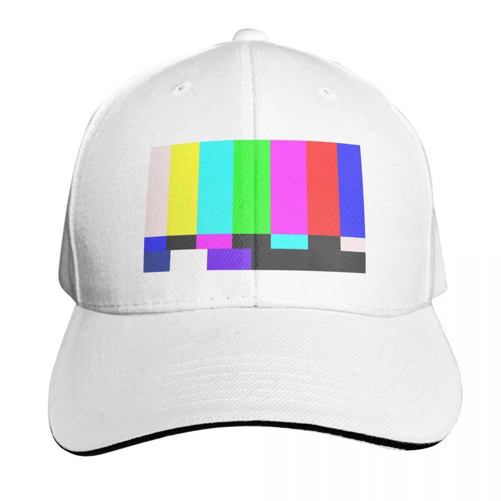 TV Color Test Bars Baseball Cap Six Panel Structured Crown Sun Protection UPF Breathable Mesh Back