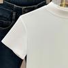 Fashion Round Neck Short Sleeve Casual T-shirt for Women Summer Slim Fit Base White T Shirt Women Plus Size Solid Office Lady Simple Tee Tops 24488