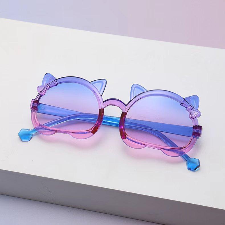 One-Piece Children'S Sunglasses Cute Kitten Children'S Glasses Cartoon Candy Color Baby Sunglasses
