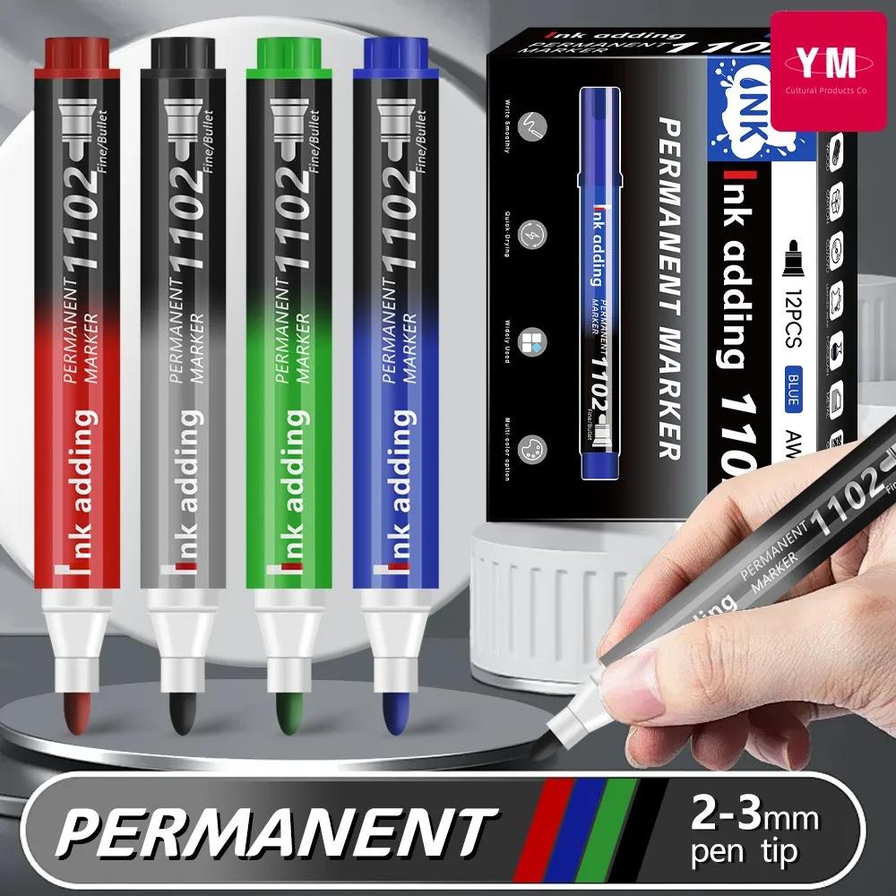 1/10/100pcs 2mm Red Blue Ink Black Permanent Marker Pens, Fine Tip, Waterproof, Quick Drying Drawing Pens Wood Stone Metal Glass