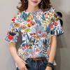 Sommer Rundhals Blumenmuster 3D-Druck Top Modische Lässige Kurzarm Damen T-Shirts