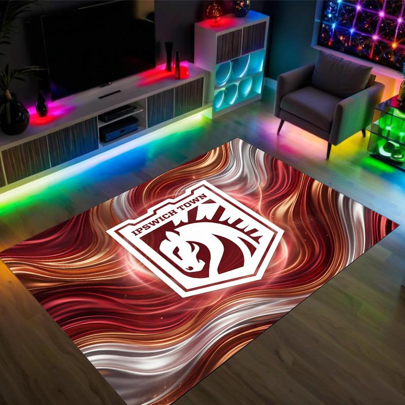 Ipswich Town Football Design Crystal Velvet Carpet Cozy Non?Slip Printed Rug For Bedroom Living Room Entrance