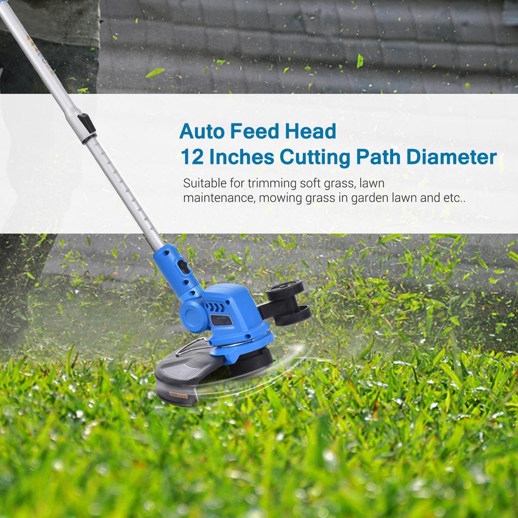 Geevorks 12palcový akumulátorový elektrický strunový sekač s automatickým podavačem 20V teleskopické ruční trávy