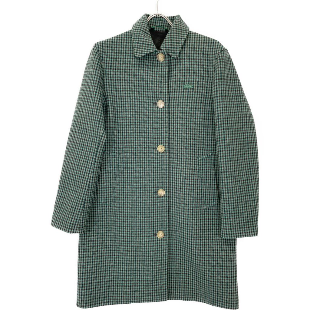 Lacoste BF1111L Classic wool blend soutien collar coat coat 36 greenUsed