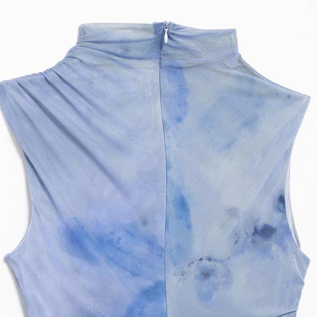 2025 Spring Women's Elegant Slimming Pleated Print Midi Dress