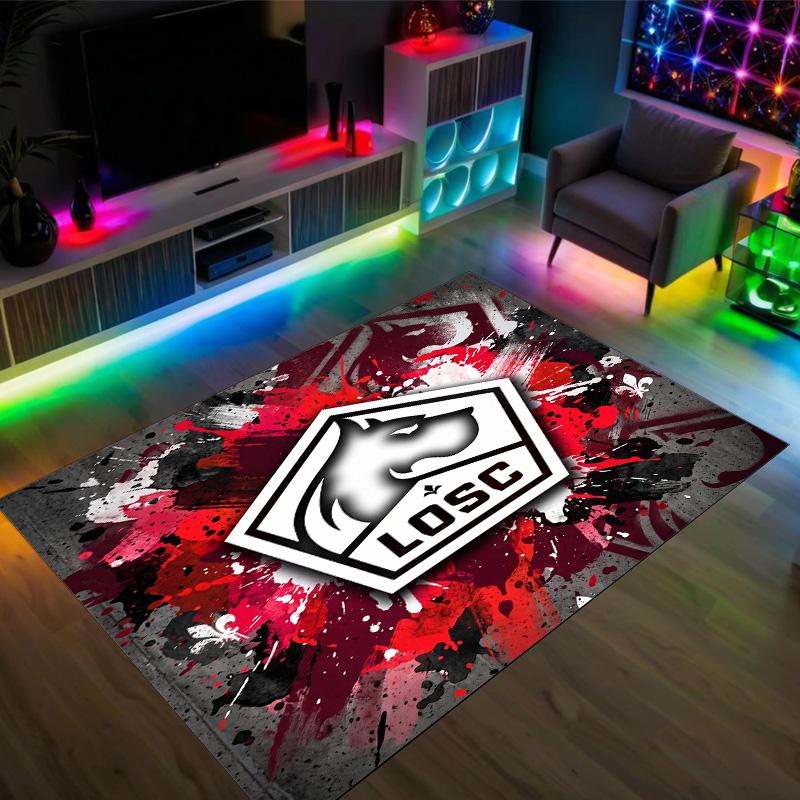 LOSC Lille FC Design Crystal Velvet Carpet Cozy Non?Slip Printed Rug For Bedroom Living Room Entrance