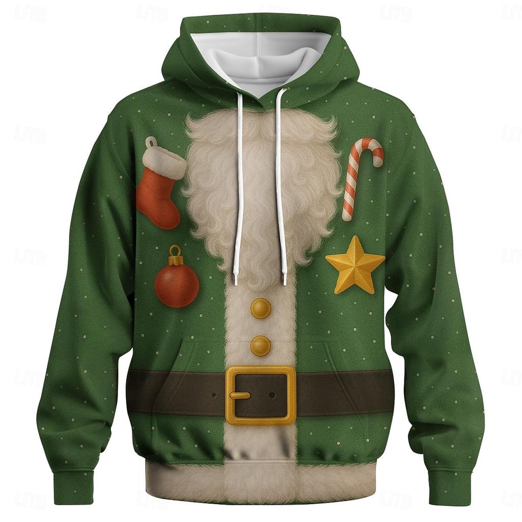 Christmas Hoodie Santa Claus Front Pocket Graphic Novelty Funny for Couple's Men's Women's Adults' 3D Print for Christmas Carnival New Year Party