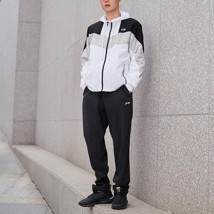 Li Ning Running Series Casual Straight Leg Sports Pants Men bottoms Standard-Black AYKQ855-1