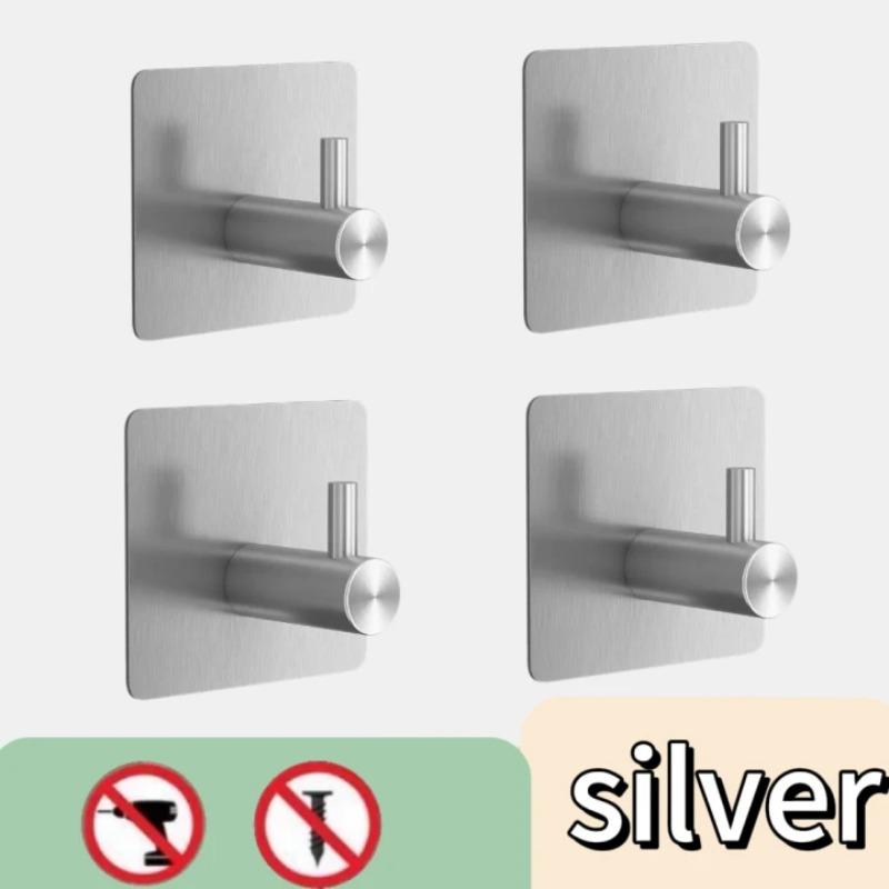 Non Drilling 304 Stainless Steel Hook with Adhesive Stainless Steel Hook Modern Stainless Steel Adhesive Hooks for Bathroom