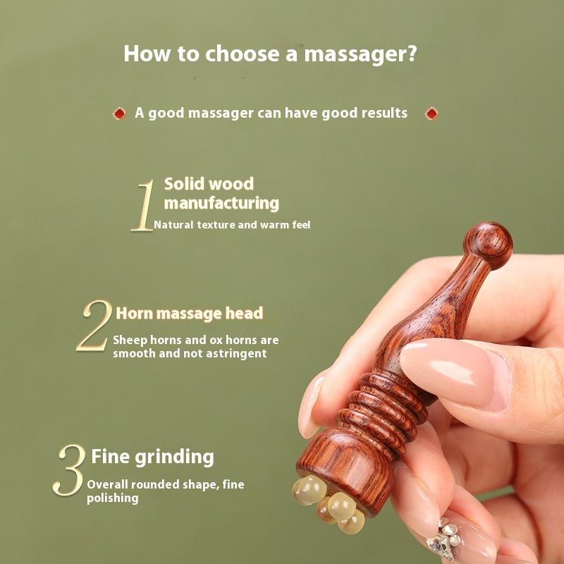 1Pcs Sandalwood Eye Massage Stick Five Beads Lotus Seedpod Face Massage Tools Gua Sha Face Skin Care Massager Reduce Puffiness