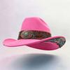 Creative One-word Top Curled Denim Top Hat Metal Bow Embroidery Pattern Stage Performance Party Hat