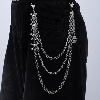 Personalisierte Retro-Totenkopf-Hüftkette, Mehrschichtige Kette, Jeans-Kette, Trendige und Coole Accessoires für Street Photography für Männer und Frauen