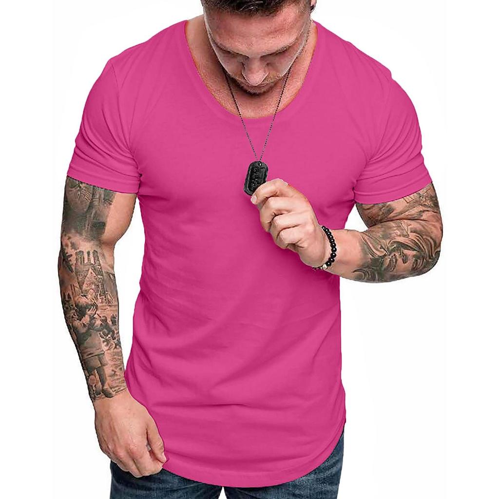 Fashion Men's Summer Slim Fit Casual  Short Sleeve T-shirt Top Blouse