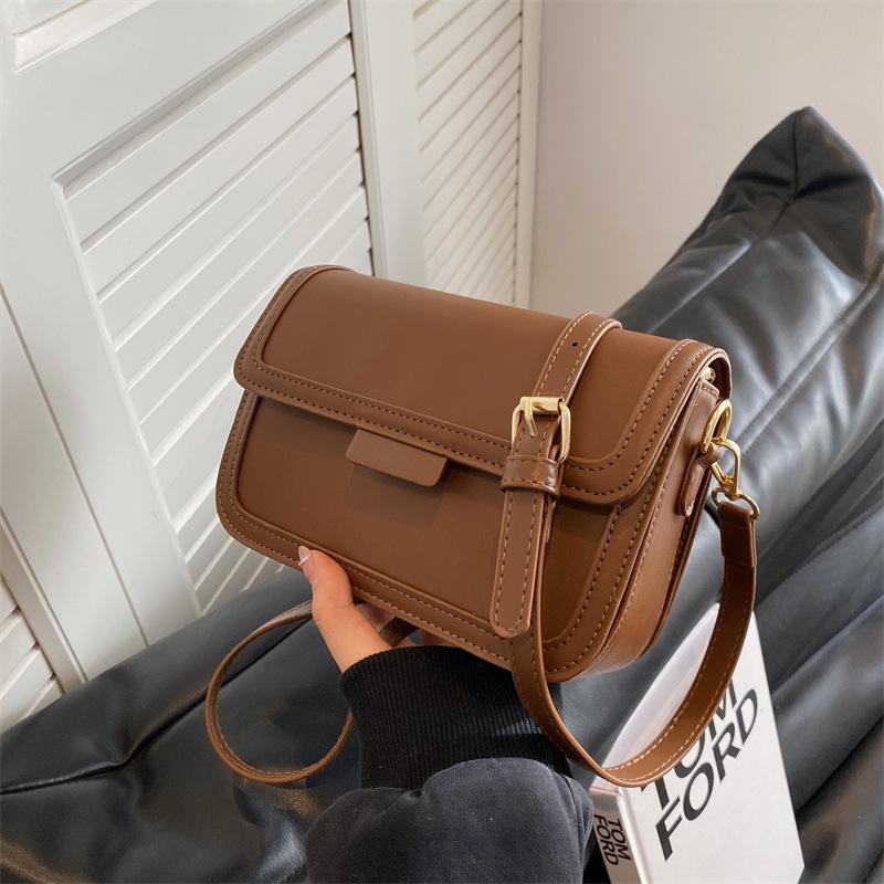 Bag women's autumn new trendy fashion contrasting color single shoulder underarm small square bag texture retro oblique span bag